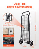 Darrahopens Pet Care > Cat Supplies > Cat Scratchers VEVOR Shopping Cart, Folding Grocery Utility Cart with Swivel Wheels, 40.8 kg Large Load Capacity, Heavy Duty Rolling Laundry Basket Butler for Laundry, Shopping, Camping, Grocery, Luggage, Black