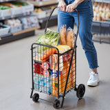 Darrahopens Pet Care > Cat Supplies > Cat Scratchers VEVOR Shopping Cart, Folding Grocery Utility Cart with Swivel Wheels, 40.8 kg Large Load Capacity, Heavy Duty Rolling Laundry Basket Butler for Laundry, Shopping, Camping, Grocery, Luggage, Black