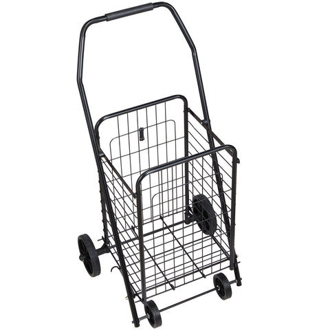 Darrahopens Pet Care > Cat Supplies > Cat Scratchers VEVOR Shopping Cart, Folding Grocery Utility Cart with Swivel Wheels, 40.8 kg Large Load Capacity, Heavy Duty Rolling Laundry Basket Butler for Laundry, Shopping, Camping, Grocery, Luggage, Black
