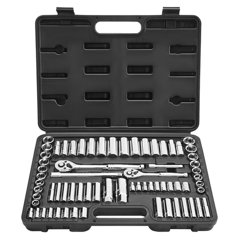 Darrahopens Pet Care > Cat Supplies > Cat Scratchers VEVOR Socket Set, 69 Pieces, 9.5 & 6.4 mm Drive Socket and Ratchet Set, SAE and Metric, Deep and Standard, Mechanic Tool Kit with Accessories and Storage Case, CR-V Alloy Steel, for Auto Repair