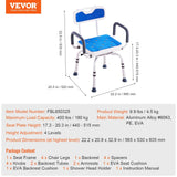 Darrahopens Pet Care > Cat Supplies > Cat Scratchers VEVOR Swivel Shower Chair 360 Degree, Adjustable Shower Seat with Armrests and Backrest for Inside Shower or Bathtub, Non-Slip Rotating Bathtub Chair Seat for Elderly Disabled Injured, 400lbs Capacity