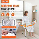 Darrahopens Pet Care > Cat Supplies > Cat Scratchers VEVOR Swivel Shower Chair 360 Degree, Adjustable Shower Seat with Armrests and Backrest for Inside Shower or Bathtub, Non-Slip Rotating Bathtub Chair Seat for Elderly Disabled Injured, 400lbs Capacity