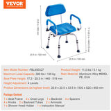 Darrahopens Pet Care > Cat Supplies > Cat Scratchers VEVOR Swivel Shower Chair 360 Degree, Adjustable Shower Seat with Pivoting Arms & Padded Bath Seat for Inside Shower or Tub, Non-Slip Rotating Bathtub Chair for Elderly Disabled, 300LBS Capacity