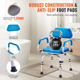 Darrahopens Pet Care > Cat Supplies > Cat Scratchers VEVOR Swivel Shower Chair 360 Degree, Adjustable Shower Seat with Pivoting Arms & Padded Bath Seat for Inside Shower or Tub, Non-Slip Rotating Bathtub Chair for Elderly Disabled, 300LBS Capacity