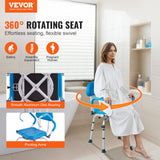 Darrahopens Pet Care > Cat Supplies > Cat Scratchers VEVOR Swivel Shower Chair 360 Degree, Adjustable Shower Seat with Pivoting Arms & Padded Bath Seat for Inside Shower or Tub, Non-Slip Rotating Bathtub Chair for Elderly Disabled, 300LBS Capacity