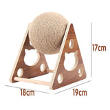 Darrahopens Pet Care > Cat Supplies > Cat Scratchers Wooden Cat Scratcher Toy with Rotating Sisal Ball Scratch Post Triangle Frame