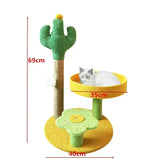 Darrahopens Pet Care > Cat Supplies > Cat Scratchers Yellow Cactus Pineapple Cat Tree with Scratching Post & Cozy Perch - Multi-Level Cat Tower with Flower Platform and Hanging Ball for Indoor Cats