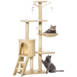 Darrahopens Pet Care > Cat Supplies > Cat Scratching Posts CARLA HOME 134cm Cat Tree for Indoor Cats with Hammock, Plush Perch & Sisal Scratching Posts for Kittens & Adult Cats (Beige)