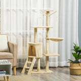 Darrahopens Pet Care > Cat Supplies > Cat Scratching Posts CARLA HOME 134cm Cat Tree for Indoor Cats with Hammock, Plush Perch & Sisal Scratching Posts for Kittens & Adult Cats (Beige)