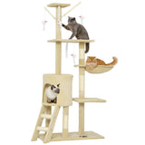 Darrahopens Pet Care > Cat Supplies > Cat Scratching Posts CARLA HOME 134cm Cat Tree for Indoor Cats with Hammock, Plush Perch & Sisal Scratching Posts for Kittens & Adult Cats (Beige)