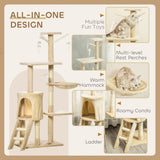 Darrahopens Pet Care > Cat Supplies > Cat Scratching Posts CARLA HOME 134cm Cat Tree for Indoor Cats with Hammock, Plush Perch & Sisal Scratching Posts for Kittens & Adult Cats (Beige)