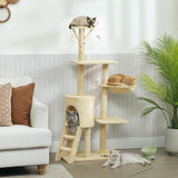 Darrahopens Pet Care > Cat Supplies > Cat Scratching Posts CARLA HOME 134cm Cat Tree for Indoor Cats with Hammock, Plush Perch & Sisal Scratching Posts for Kittens & Adult Cats (Beige)