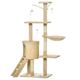Darrahopens Pet Care > Cat Supplies > Cat Scratching Posts CARLA HOME 134cm Cat Tree for Indoor Cats with Hammock, Plush Perch & Sisal Scratching Posts for Kittens & Adult Cats (Beige)