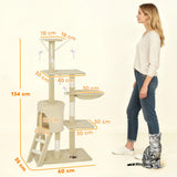 Darrahopens Pet Care > Cat Supplies > Cat Scratching Posts CARLA HOME 134cm Cat Tree for Indoor Cats with Hammock, Plush Perch & Sisal Scratching Posts for Kittens & Adult Cats (Beige)
