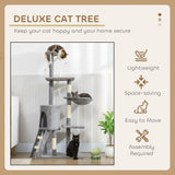 Darrahopens Pet Care > Cat Supplies > Cat Scratching Posts CARLA HOME 134cm Cat Tree for Indoor Cats with Hammock, Plush Perch & Sisal Scratching Posts for Kittens & Adult Cats (Light Grey)