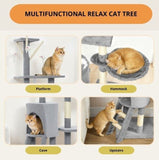 Darrahopens Pet Care > Cat Supplies > Cat Scratching Posts CARLA HOME 134cm Cat Tree for Indoor Cats with Hammock, Plush Perch & Sisal Scratching Posts for Kittens & Adult Cats (Light Grey)