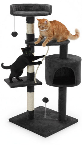 Darrahopens Pet Care > Cat Supplies > Cat Scratching Posts CARLA HOME 140cm Cat Tree for Indoor Cats with Plush Perch, Sisal Scratching Posts & Condo for Kittens & Adult Cats (Dark Grey)