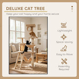 Darrahopens Pet Care > Cat Supplies > Cat Scratching Posts CARLA HOME 141cm Cat Tree Tower for Indoor Cats with Plush Perch, Ladder, Sisal Scratching Posts, Hammock & Condo for Kittens & Adult Cats (Beige)