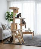 Darrahopens Pet Care > Cat Supplies > Cat Scratching Posts CARLA HOME 141cm Cat Tree Tower for Indoor Cats with Plush Perch, Ladder, Sisal Scratching Posts, Hammock & Condo for Kittens & Adult Cats (Beige)