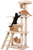 Darrahopens Pet Care > Cat Supplies > Cat Scratching Posts CARLA HOME 141cm Cat Tree Tower for Indoor Cats with Plush Perch, Ladder, Sisal Scratching Posts, Hammock & Condo for Kittens & Adult Cats (Beige)