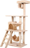 Darrahopens Pet Care > Cat Supplies > Cat Scratching Posts CARLA HOME 141cm Cat Tree Tower for Indoor Cats with Plush Perch, Ladder, Sisal Scratching Posts, Hammock & Condo for Kittens & Adult Cats (Beige)