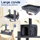 Darrahopens Pet Care > Cat Supplies > Cat Scratching Posts Cat Tower Tree Condo Scratching Post Dark Grey 142cm