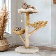 Darrahopens Pet Care > Cat Supplies > Cat Scratching Posts Extra Large Black Cat Tree Tower with Real Wood and Wicker Basket, 60x111cm In Australia - Darrahopens