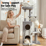 Darrahopens Pet Care > Cat Supplies > Cat Scratching Posts i.Pet Cat Tree Tower 127cm Scratching Post Furniture Scratcher House Light Grey