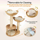 Darrahopens Pet Care > Cat Supplies > Cat Scratching Posts Large Cat Scratching Post Tree Tower with Baskets and Cubby Cave in Natural Wood & White, 60x40x99cm In Australia - Darrahopens