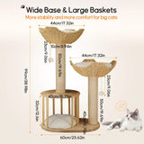 Darrahopens Pet Care > Cat Supplies > Cat Scratching Posts Large Cat Scratching Post Tree Tower with Baskets and Cubby Cave in Natural Wood & White, 60x40x99cm In Australia - Darrahopens
