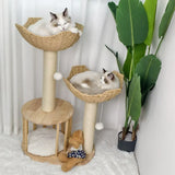 Darrahopens Pet Care > Cat Supplies > Cat Scratching Posts Large Cat Scratching Post Tree Tower with Baskets and Cubby Cave in Natural Wood & White, 60x40x99cm In Australia - Darrahopens