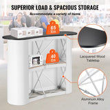Darrahopens Pet Care > Cat Supplies > Cat Scratching Posts VEVOR Portable Tradeshow Podium Table, 1300 x 465 x 950 mm, Display Exhibition Counter Stand Booth Fair with Wall, Foldable Promotion Retail Bar Table Pop Up Podium with Storage Rack, Carrying Bag