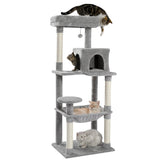 Darrahopens Pet Care > Cat Supplies Grey Road Cat Tree Tower Scratching Post Scratcher Cats Condo House Bed 143cm