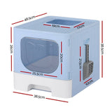 Darrahopens Pet Care > Cat Supplies i.Pet Cat Litter Box Large Tray Kitty Toilet Enclosed Hooded Foldable Scoop Blue