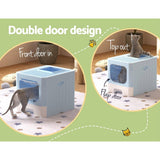 Darrahopens Pet Care > Cat Supplies i.Pet Cat Litter Box Large Tray Kitty Toilet Enclosed Hooded Foldable Scoop Blue