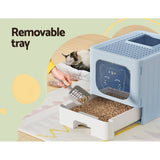 Darrahopens Pet Care > Cat Supplies i.Pet Cat Litter Box Large Tray Kitty Toilet Enclosed Hooded Foldable Scoop Blue