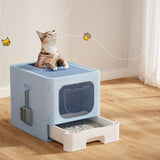 Darrahopens Pet Care > Cat Supplies i.Pet Cat Litter Box Large Tray Kitty Toilet Enclosed Hooded Foldable Scoop Blue