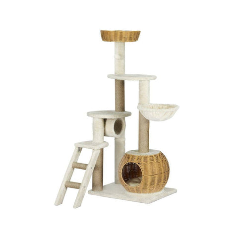 Darrahopens Pet Care > Cat Supplies i.Pet Cat Tree Tower Scratching Post Wood Bed Condo House Rattan Ladder 138cm