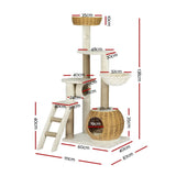 Darrahopens Pet Care > Cat Supplies i.Pet Cat Tree Tower Scratching Post Wood Bed Condo House Rattan Ladder 138cm