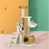 Darrahopens Pet Care > Cat Supplies i.Pet Cat Tree Tower Scratching Post Wood Bed Condo House Rattan Ladder 138cm