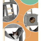 Darrahopens Pet Care > Cat Supplies i.Pet Cat Tree Tower Scratching Post Wood Bed Condo House Rattan Ladder 169cm