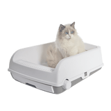 Darrahopens Pet Care > Cat Supplies Large Cat Litter Tray Box Kitty Toilet with Rack Scoop & Drawer-Style Cleaning Box White