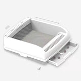 Darrahopens Pet Care > Cat Supplies Large Cat Litter Tray Box Kitty Toilet with Rack Scoop & Drawer-Style Cleaning Box White