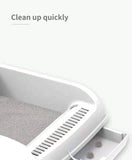 Darrahopens Pet Care > Cat Supplies Large Cat Litter Tray Box Kitty Toilet with Rack Scoop & Drawer-Style Cleaning Box White