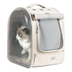 Darrahopens Pet Care > Cat Supplies LIFEBEA Pet Dog Cat Carriers Backpack Soft Sided Pet Travel Carrier Bag Transparent pet Backpack for Cats, Puppy and Small Dogs-Beige
