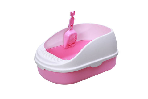 Darrahopens Pet Care > Cat Supplies Medium Portable Cat Toilet Litter Box Tray with Scoop Pink