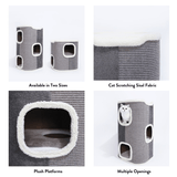 Darrahopens Pet Care > Cat Supplies Tri-Level Square Cat Condo with Sherpa Lining