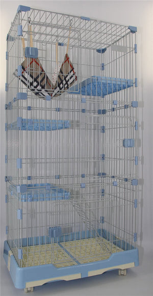 Darrahopens Pet Care > Cat Supplies YES4PETS 179 cm Blue Pet 4 Level Cat Cage House With Litter Tray & Wheel 82x57x179 CM
