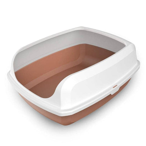 Darrahopens Pet Care > Cat Supplies YES4PETS 2 x Large High Side Large Portable Open Cat Toilet Litter Box Tray House With Scoop Brown