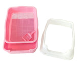 Darrahopens Pet Care > Cat Supplies YES4PETS Large Deep Cat Kitty Litter Tray High Wall Pet Toilet Grid Tray With Scoop Pink